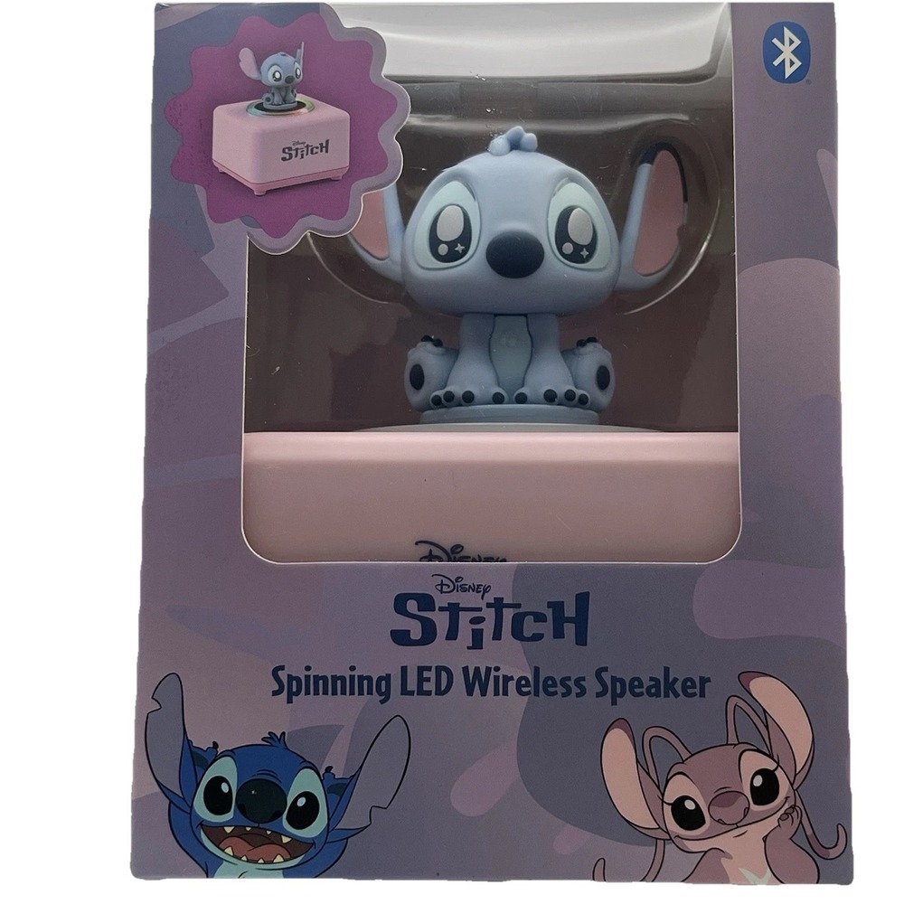Disney Stitch Bluetooth Speaker Spinning LED Wireless RGB Light New